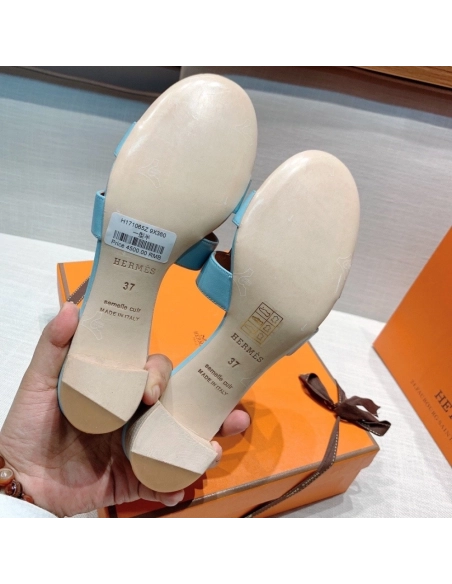 Hermes mid-heel slides summer shoes_13