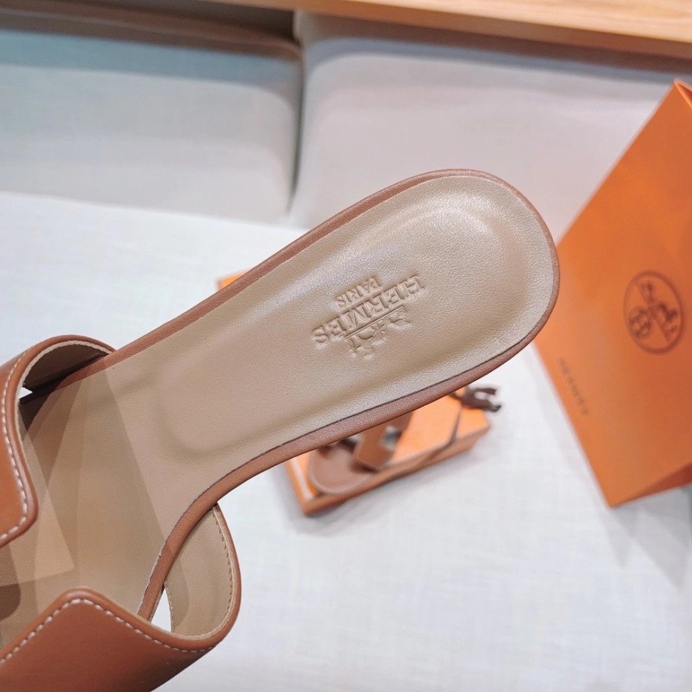 Hermes mid-heel slides summer shoes_16