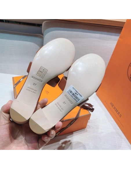Hermes mid-heel slides summer shoes_16