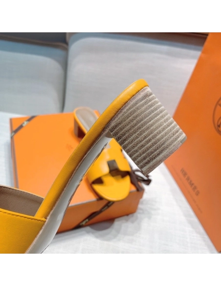 Hermes mid-heel slides summer shoes_21