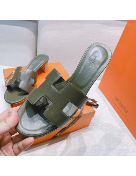 Hermes mid-heel slides summer shoes_14