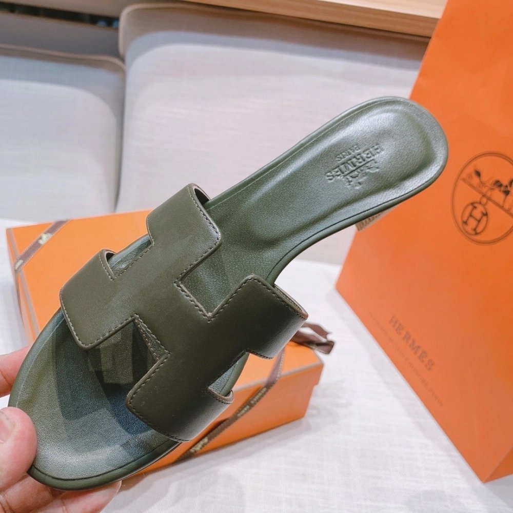 Hermes mid-heel slides summer shoes_14