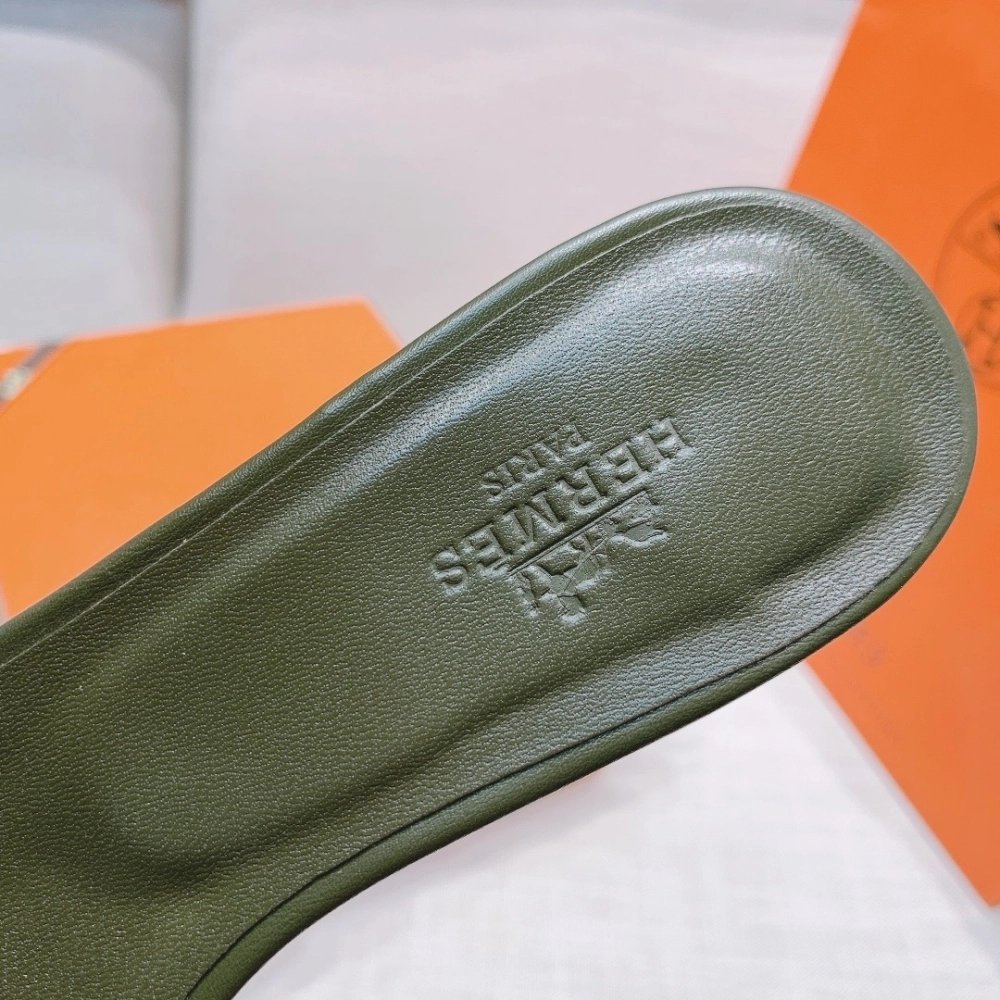 Hermes mid-heel slides summer shoes_14