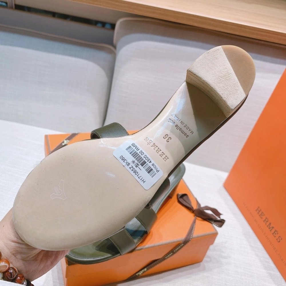 Hermes mid-heel slides summer shoes_14