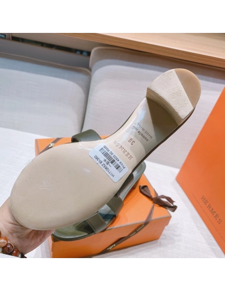 Hermes mid-heel slides summer shoes_14