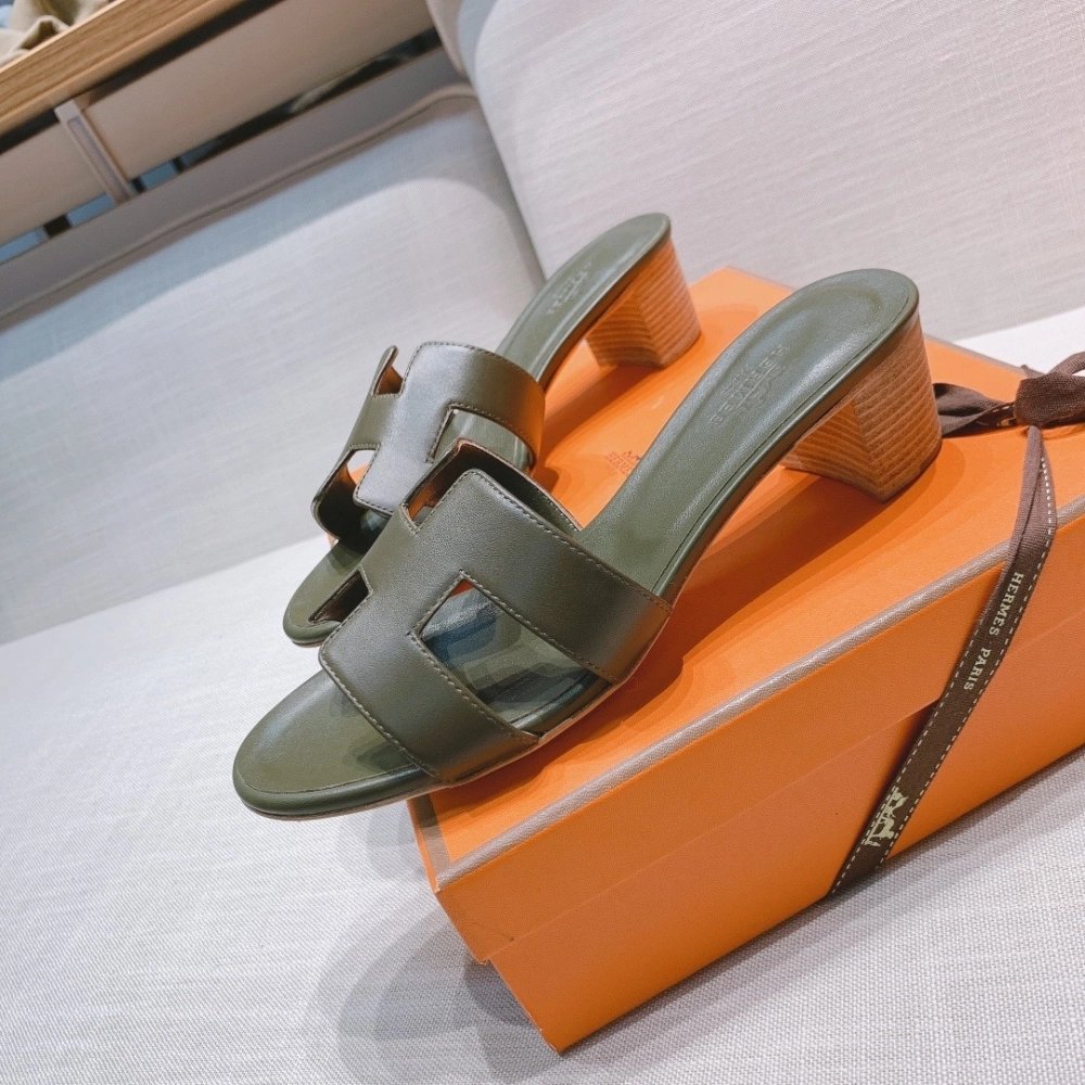 Hermes mid-heel slides summer shoes_14