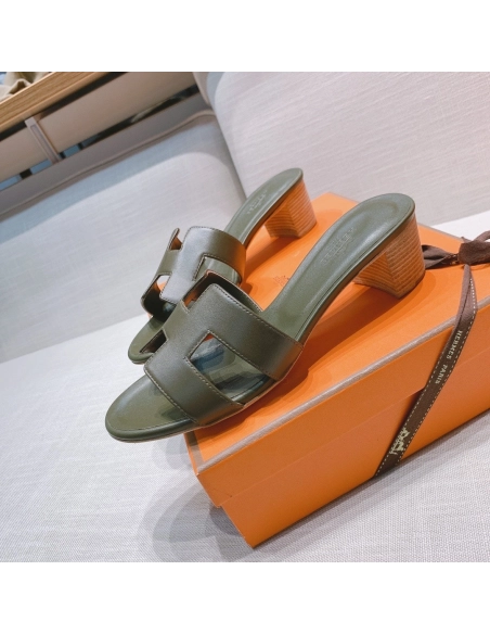 Hermes mid-heel slides summer shoes_14