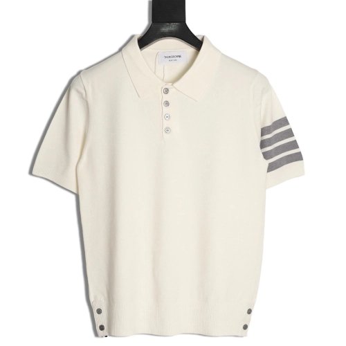 Thom Browne Knitted Four-Bar Polo Short Sleeve T-Shirt,Thom Browne