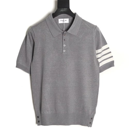 Thom Browne Knitted Four-Bar Polo Short Sleeve T-Shirt TSK1,Thom Browne
