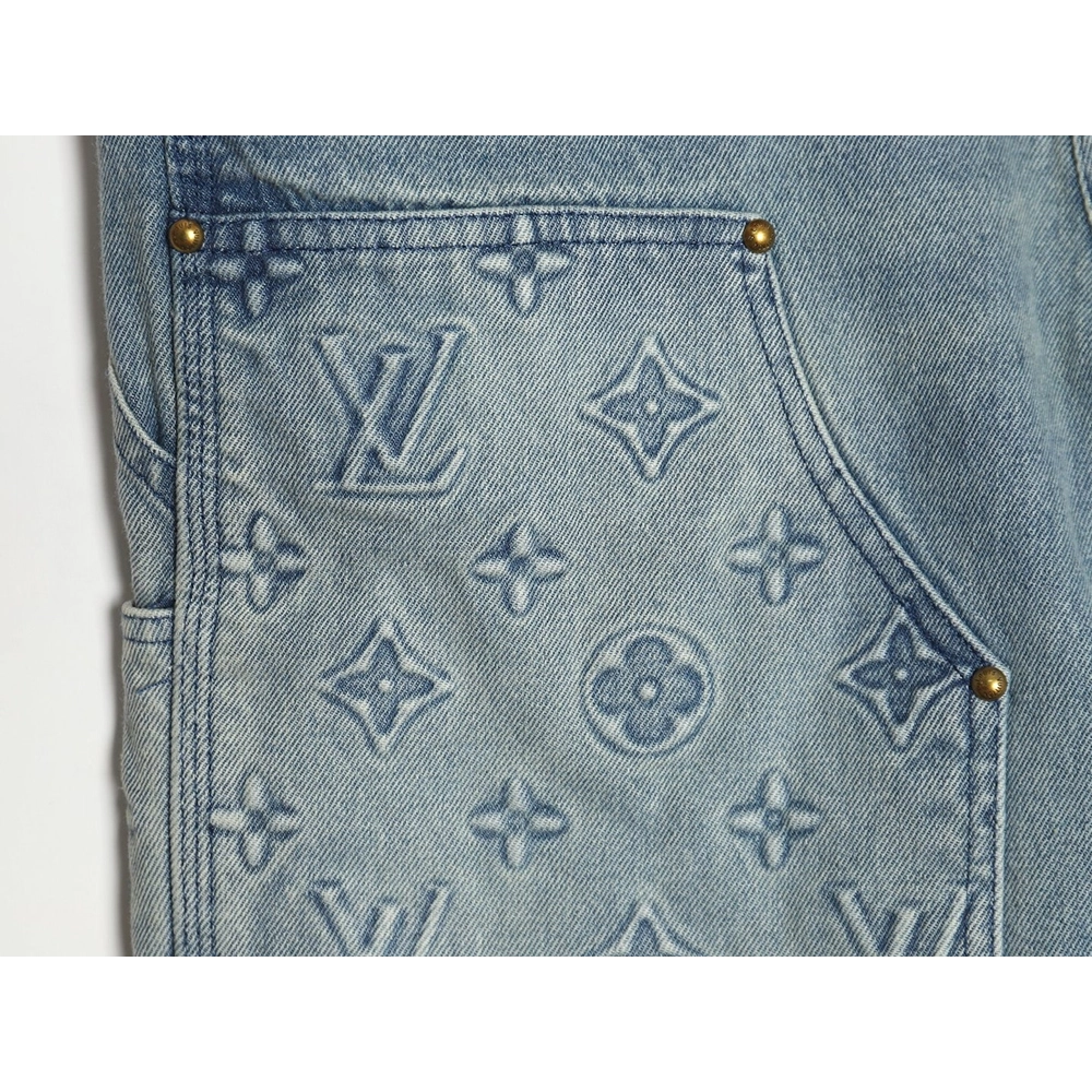 Louis Vuitton washed embossed denim shorts,Louis Vuitton