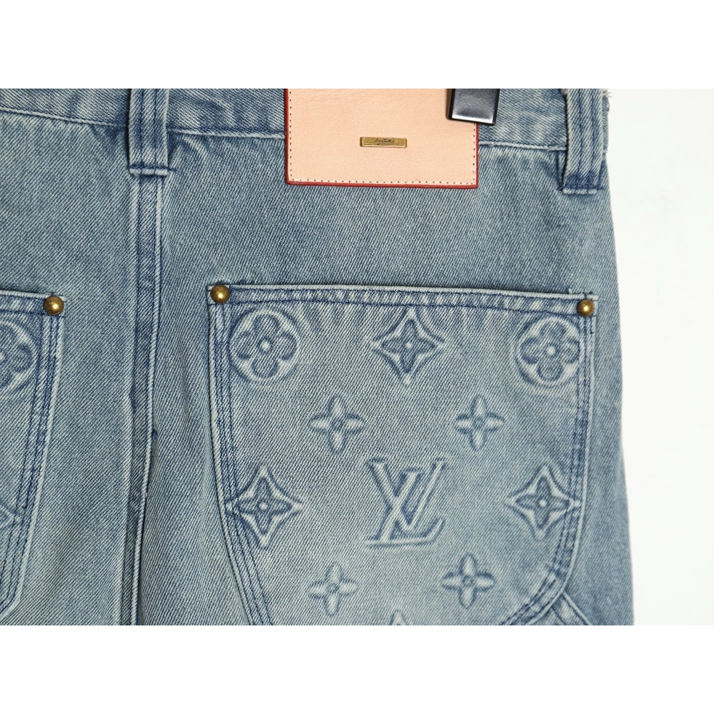 Louis Vuitton washed embossed denim shorts,Louis Vuitton