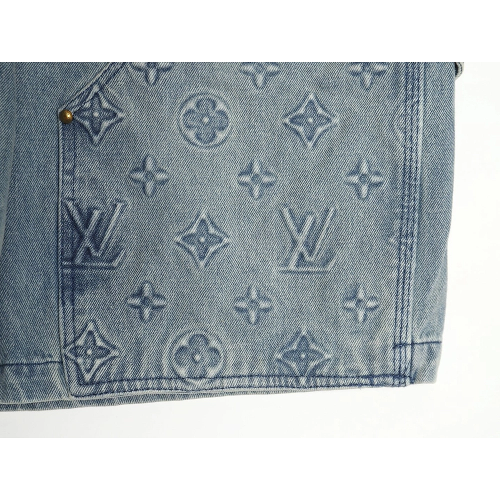 Louis Vuitton washed embossed denim shorts,Louis Vuitton