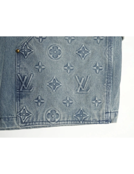 Louis Vuitton washed embossed denim shorts,Louis Vuitton