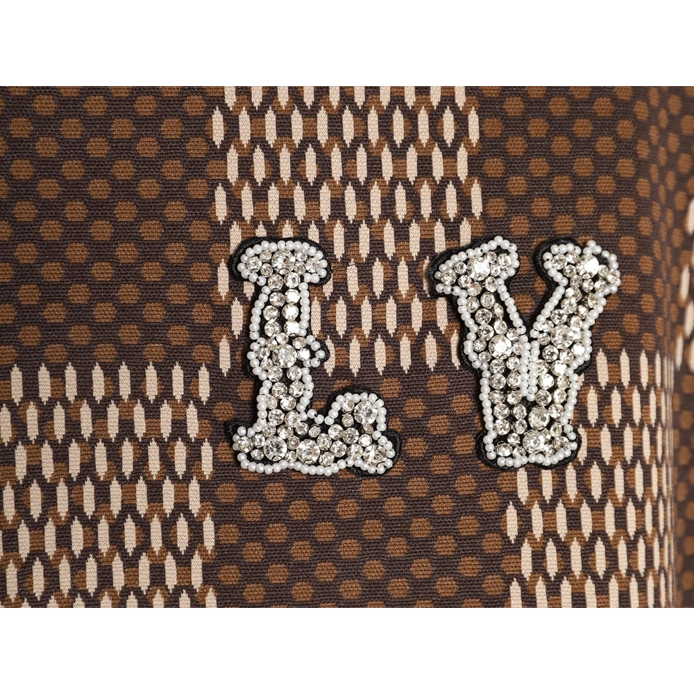 Louis Vuitton Pharrell checkerboard rhinestone woolen short-sleeved T-shirt,Louis Vuitton