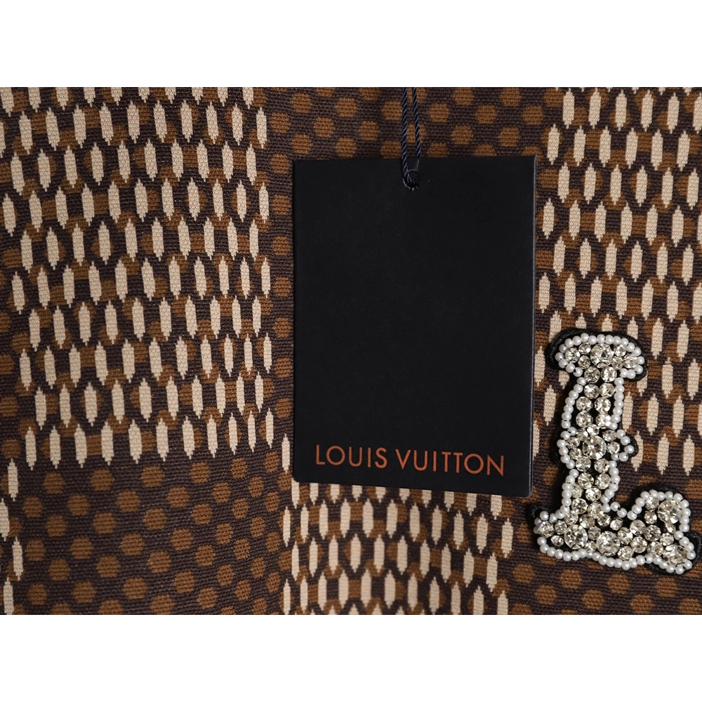 Louis Vuitton Pharrell checkerboard rhinestone woolen short-sleeved T-shirt,Louis Vuitton