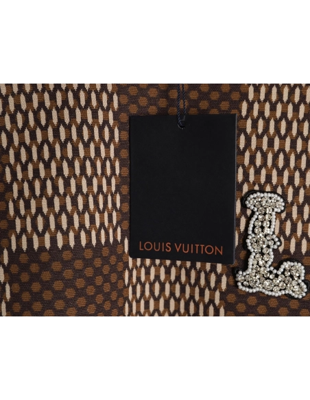 Louis Vuitton Pharrell checkerboard rhinestone woolen short-sleeved T-shirt,Louis Vuitton