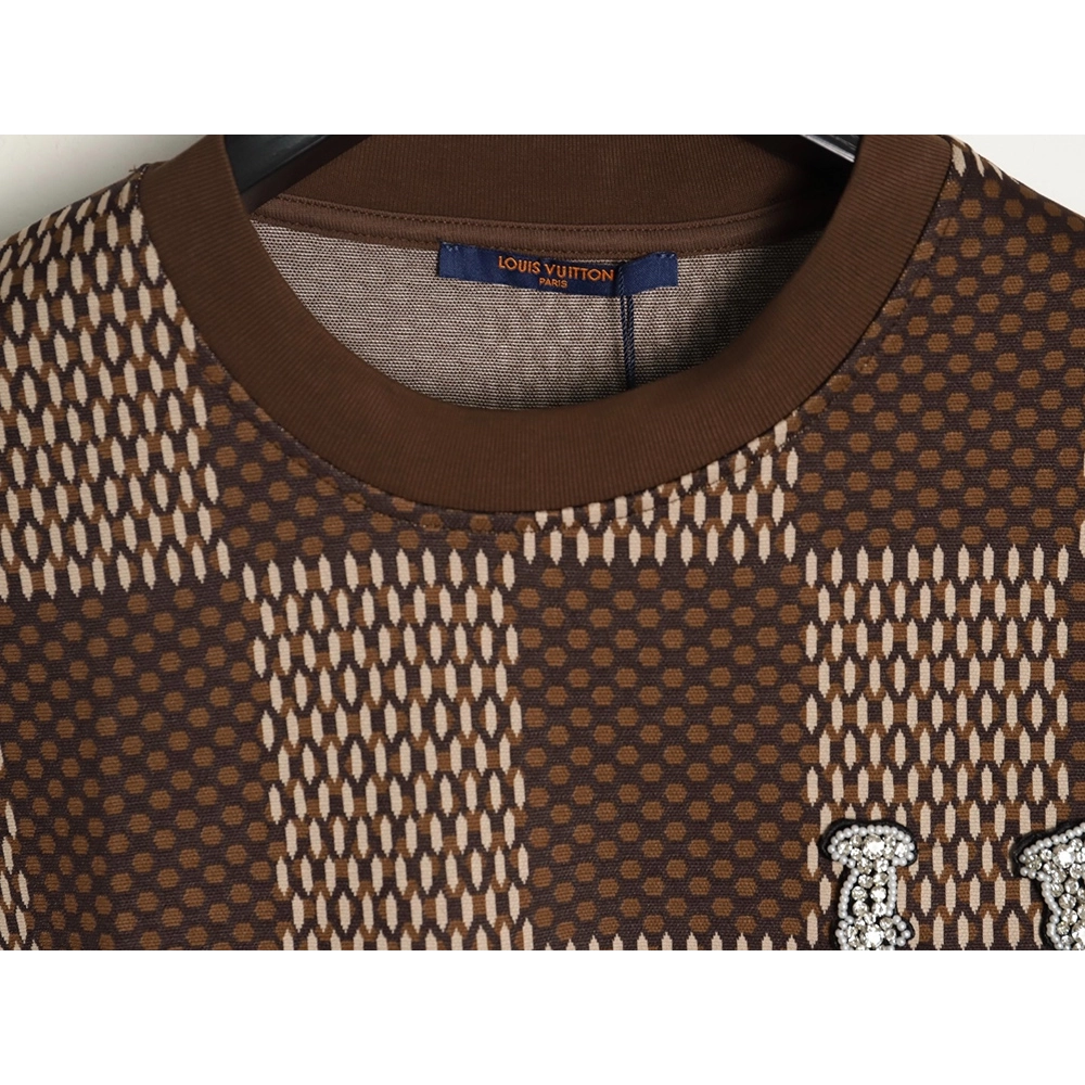 Louis Vuitton Pharrell checkerboard rhinestone woolen short-sleeved T-shirt,Louis Vuitton