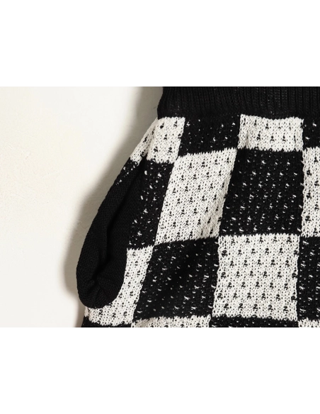 Askyurself checkerboard knit shorts TSK1,ASKYURSELF