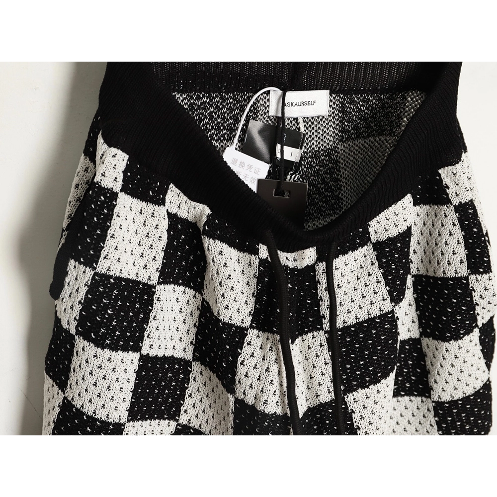 Askyurself checkerboard knit shorts TSK1,ASKYURSELF