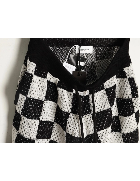 Askyurself checkerboard knit shorts TSK1,ASKYURSELF