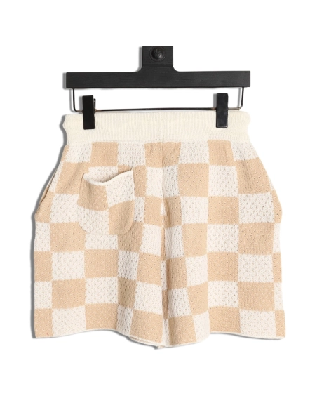 Askyurself checkerboard knit shorts,ASKYURSELF