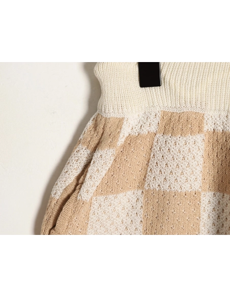 Askyurself checkerboard knit shorts,ASKYURSELF