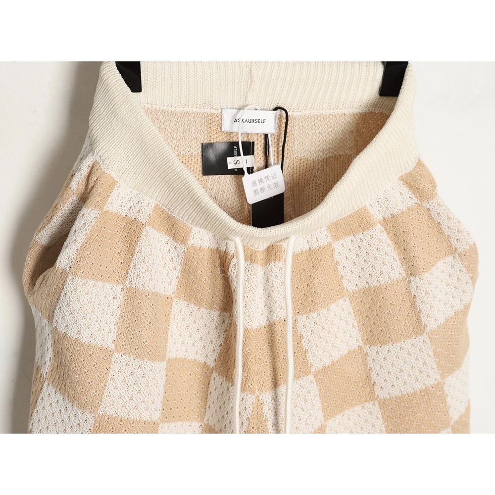 Askyurself checkerboard knit shorts,ASKYURSELF