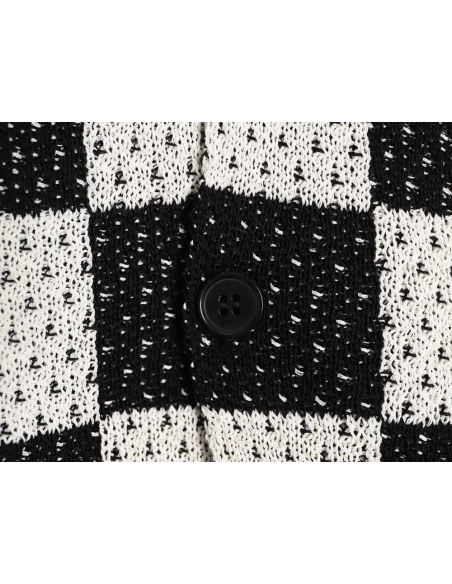 Askyurself checkerboard knit short-sleeved shirt TSK1,ASKYURSELF