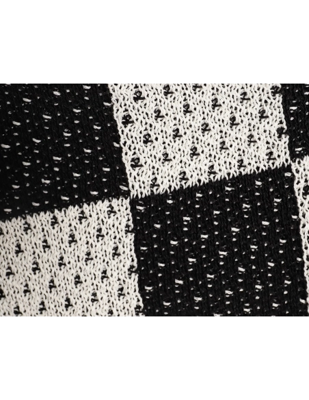Askyurself checkerboard knit short-sleeved shirt TSK1,ASKYURSELF