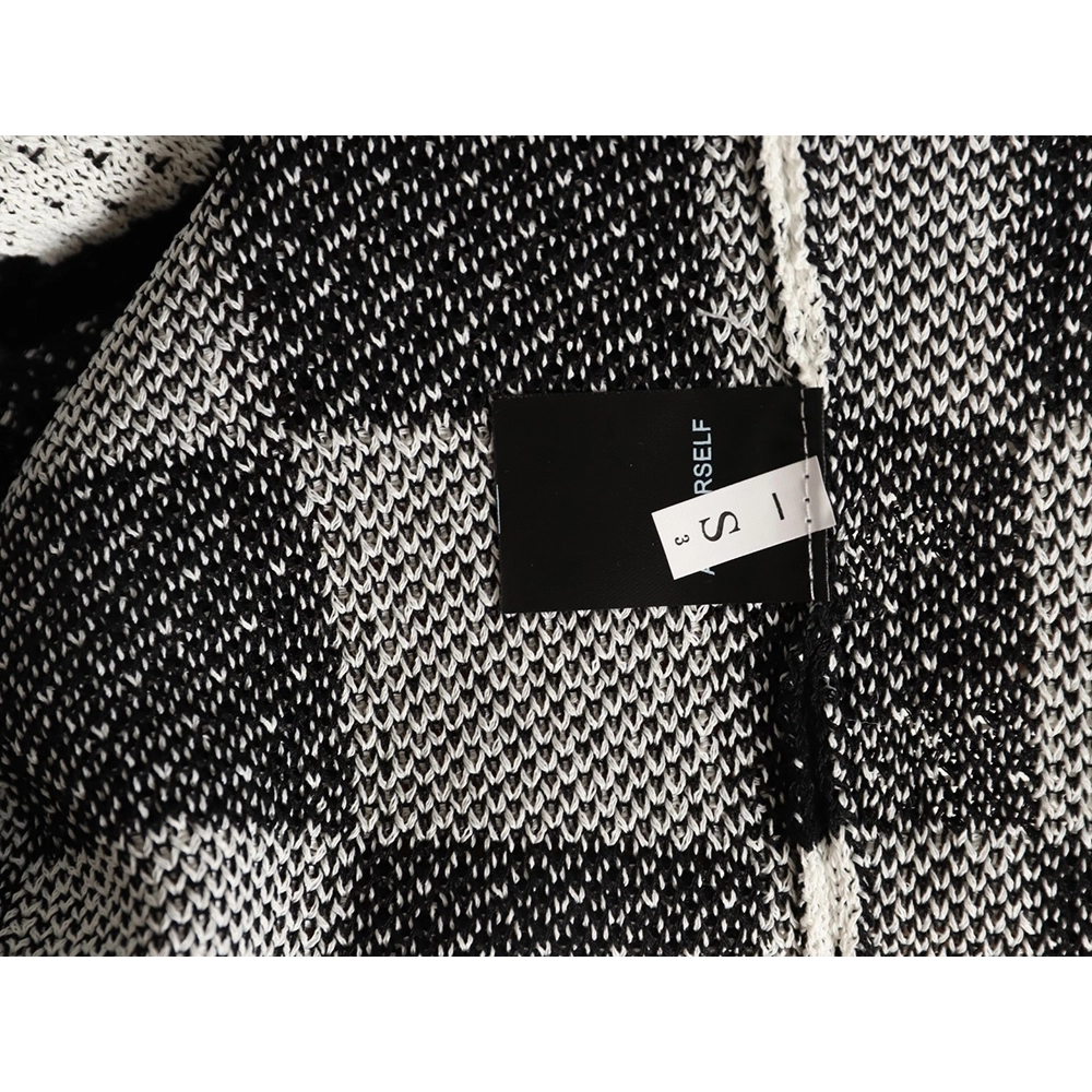 Askyurself checkerboard knit short-sleeved shirt TSK1,ASKYURSELF