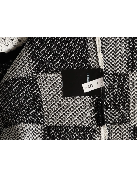 Askyurself checkerboard knit short-sleeved shirt TSK1,ASKYURSELF