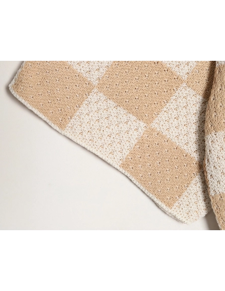 Askyurself checkerboard knit short-sleeved shirt,ASKYURSELF