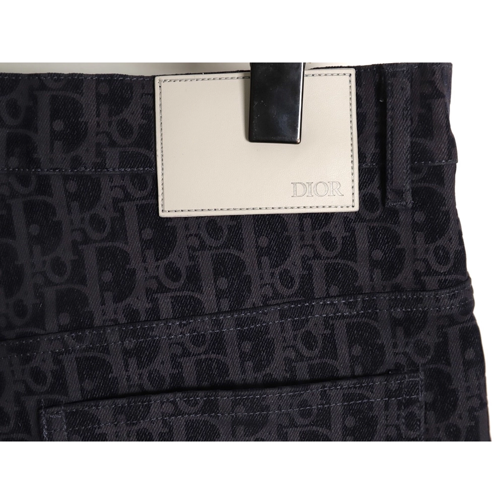 Dior flocked monogram embroidered denim shorts,Dior