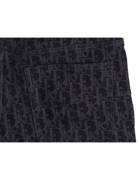 Dior flocked monogram embroidered denim shorts,Dior