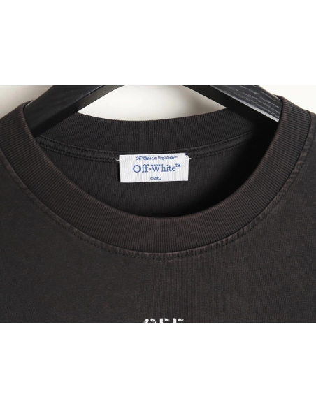 Off-white washed back color religious short sleeves,Off White