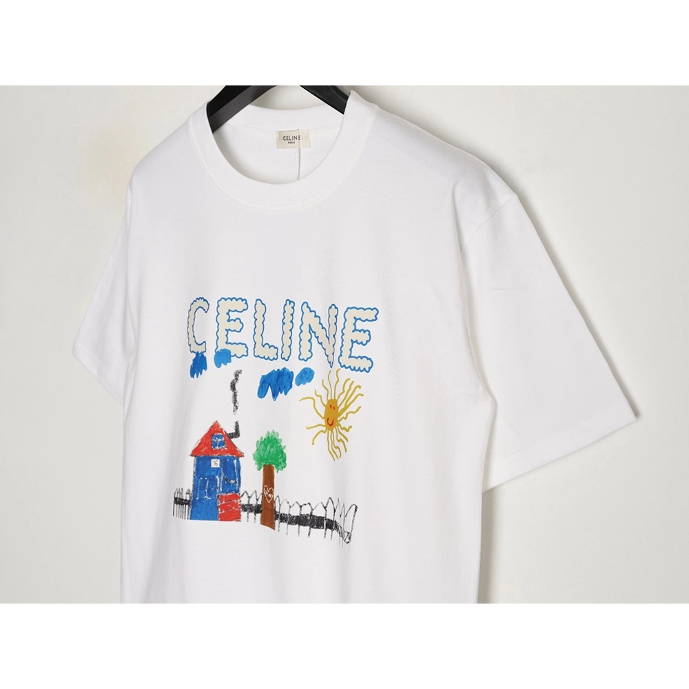 Celine graffiti painting new flower short sleeve,Celine