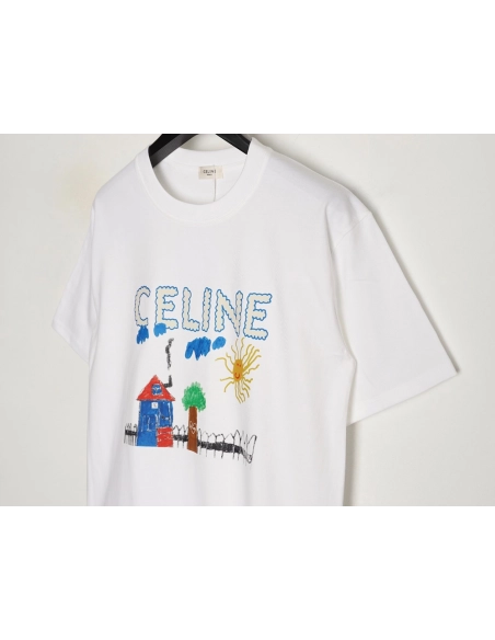 Celine graffiti painting new flower short sleeve,Celine
