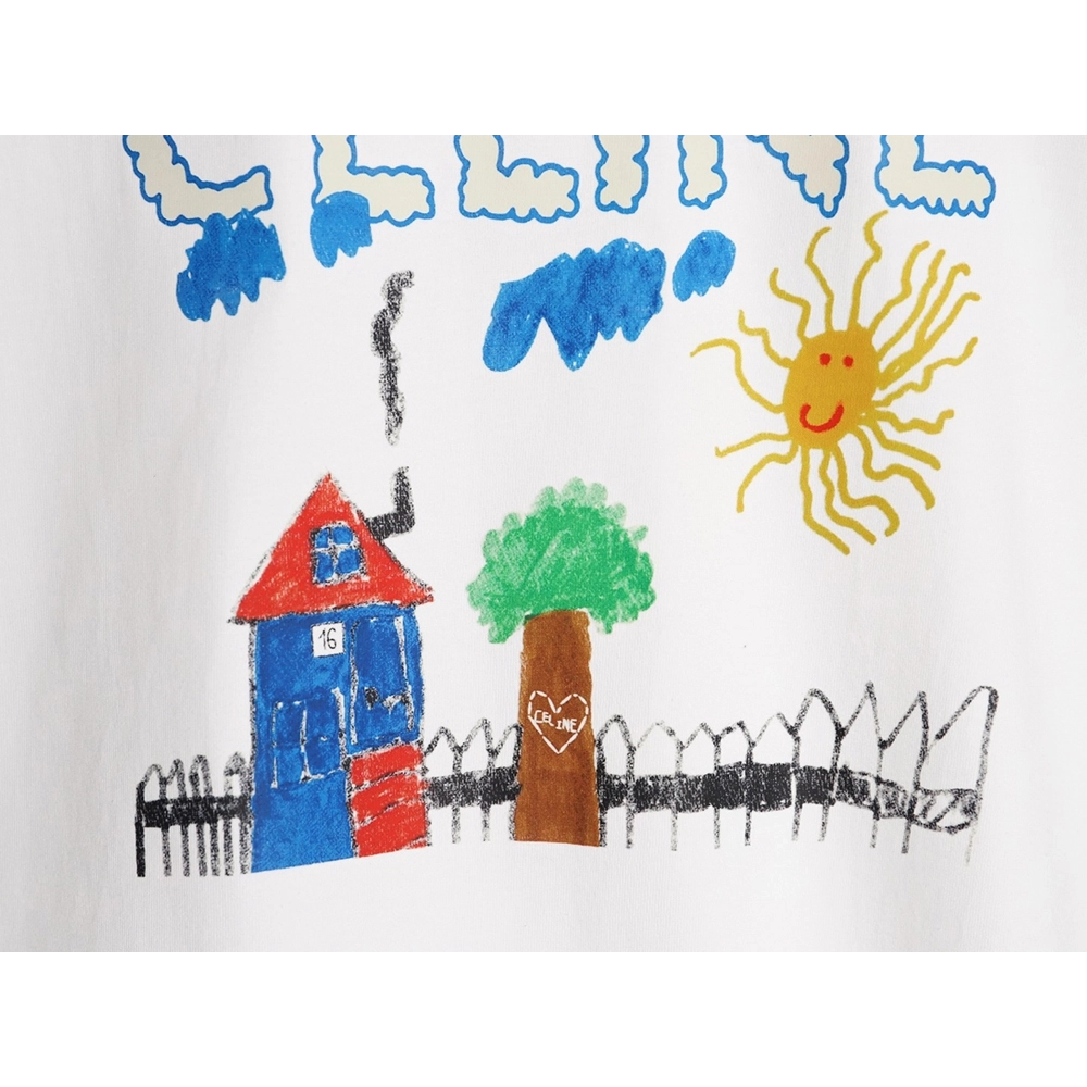 Celine graffiti painting new flower short sleeve,Celine