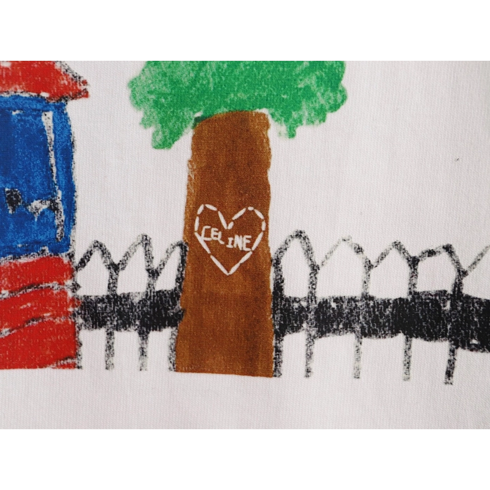 Celine graffiti painting new flower short sleeve,Celine