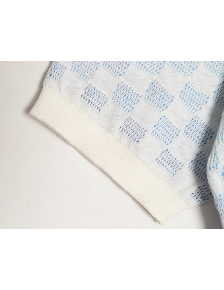 Louis Vuitton checkerboard color gradient jacquard knit short sleeves,Louis Vuitton
