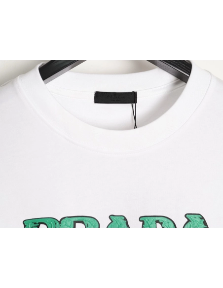 Prada green letter logo print short sleeves,Prada