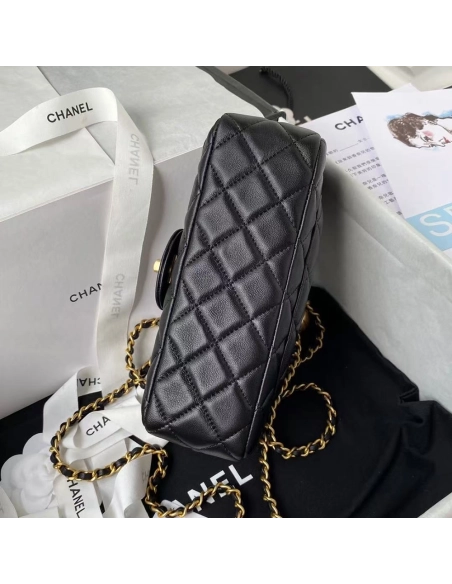 Chanel Flap Bag Lambskin Black Leather AS1787 13X19.5X6cm,Chanel Bags