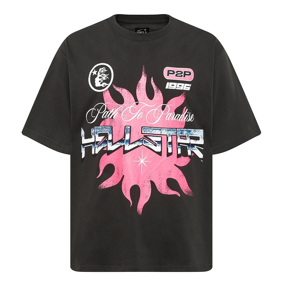 Hell star Spiritual Running print hip-hop short-sleeved T-shirt,Hell Star