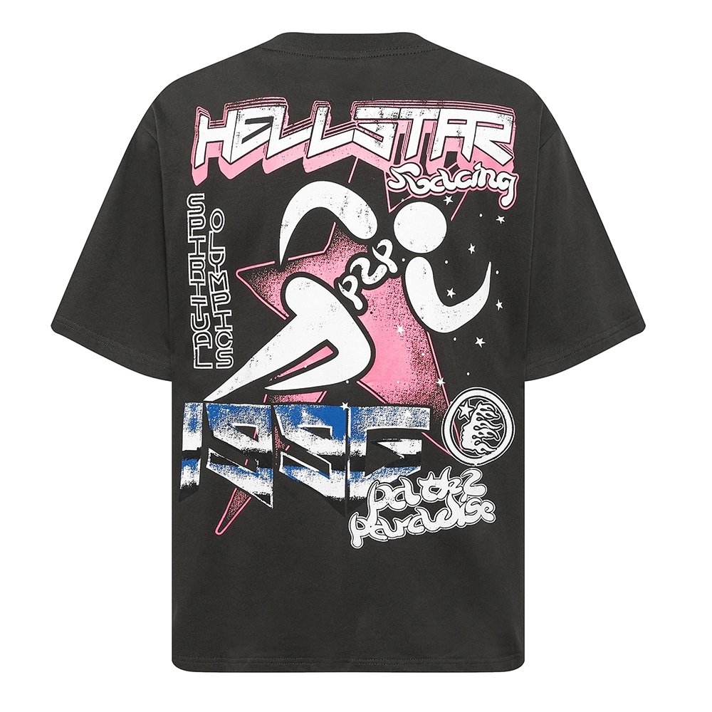 Hell star Spiritual Running print hip-hop short-sleeved T-shirt,Hell Star