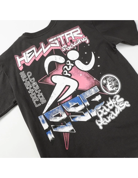 Hell star Spiritual Running print hip-hop short-sleeved T-shirt,Hell Star