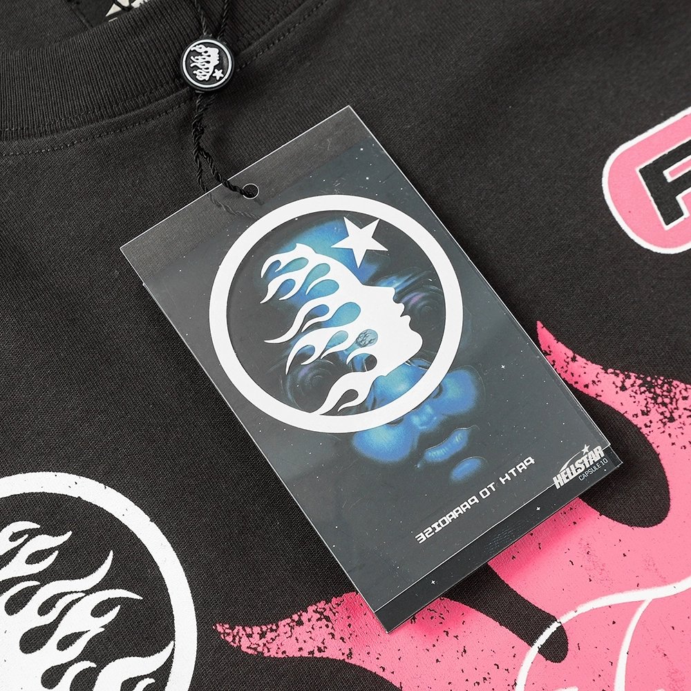 Hell star Spiritual Running print hip-hop short-sleeved T-shirt,Hell Star