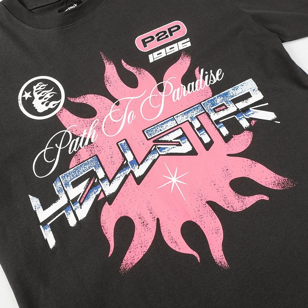 Hell star Spiritual Running print hip-hop short-sleeved T-shirt,Hell Star