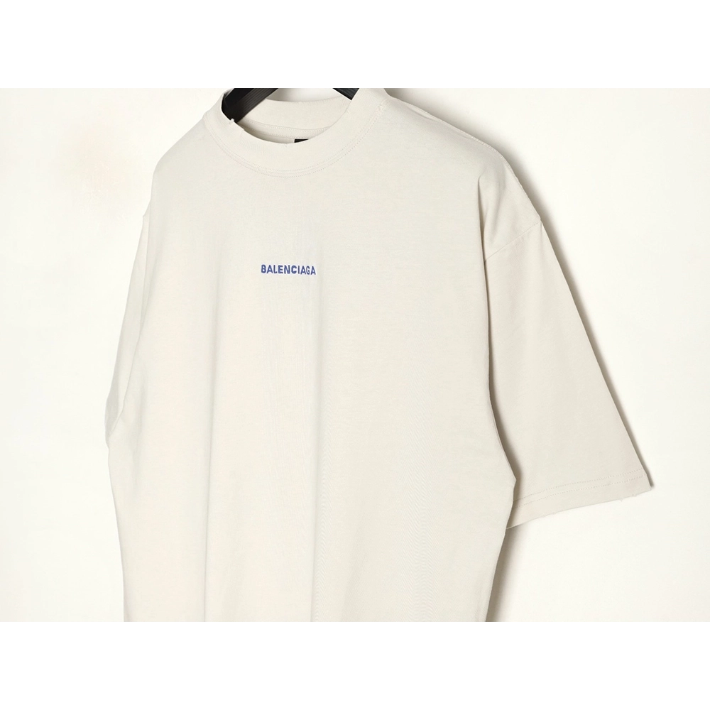Balenciaga Klein blue front and back embroidered lettering short-sleeved T-shirt,Balenciaga