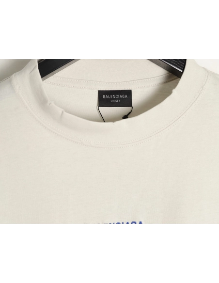 Balenciaga Klein blue front and back embroidered lettering short-sleeved T-shirt,Balenciaga