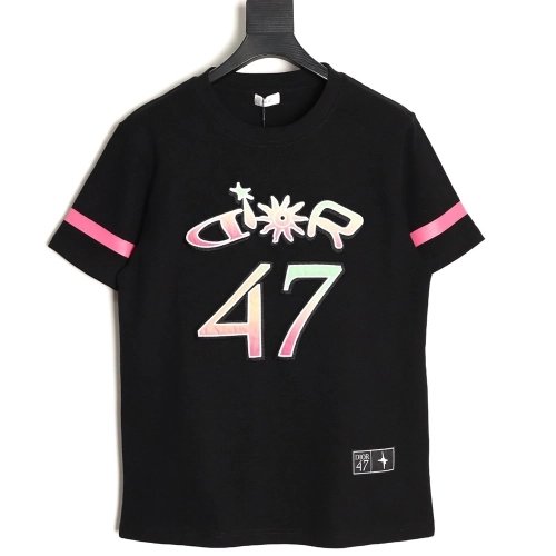 Dior 47 gradient lettering appliqu¨¦ short sleeves TSK1,Dior